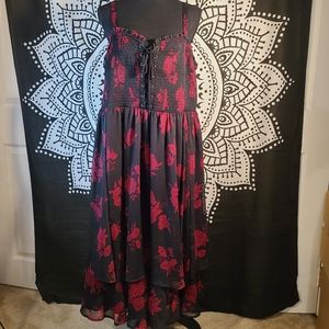 Torrid black red rose dress 3x